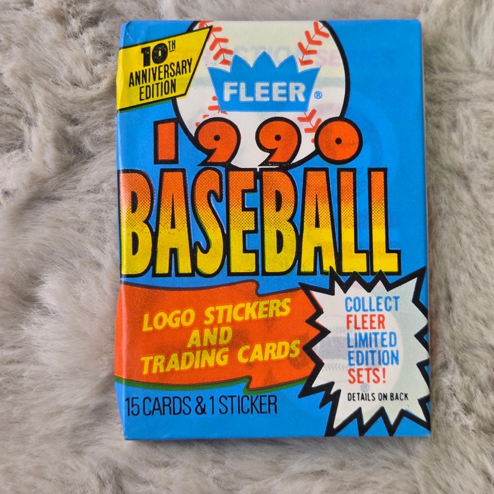 1990 Fleer Baseball 10th Anniversary Edition Unopened Wax Pack 15 Cards Sticker
